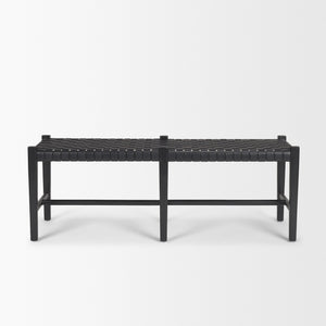 Shane Black Wood w/ Woven Black Leather Bench