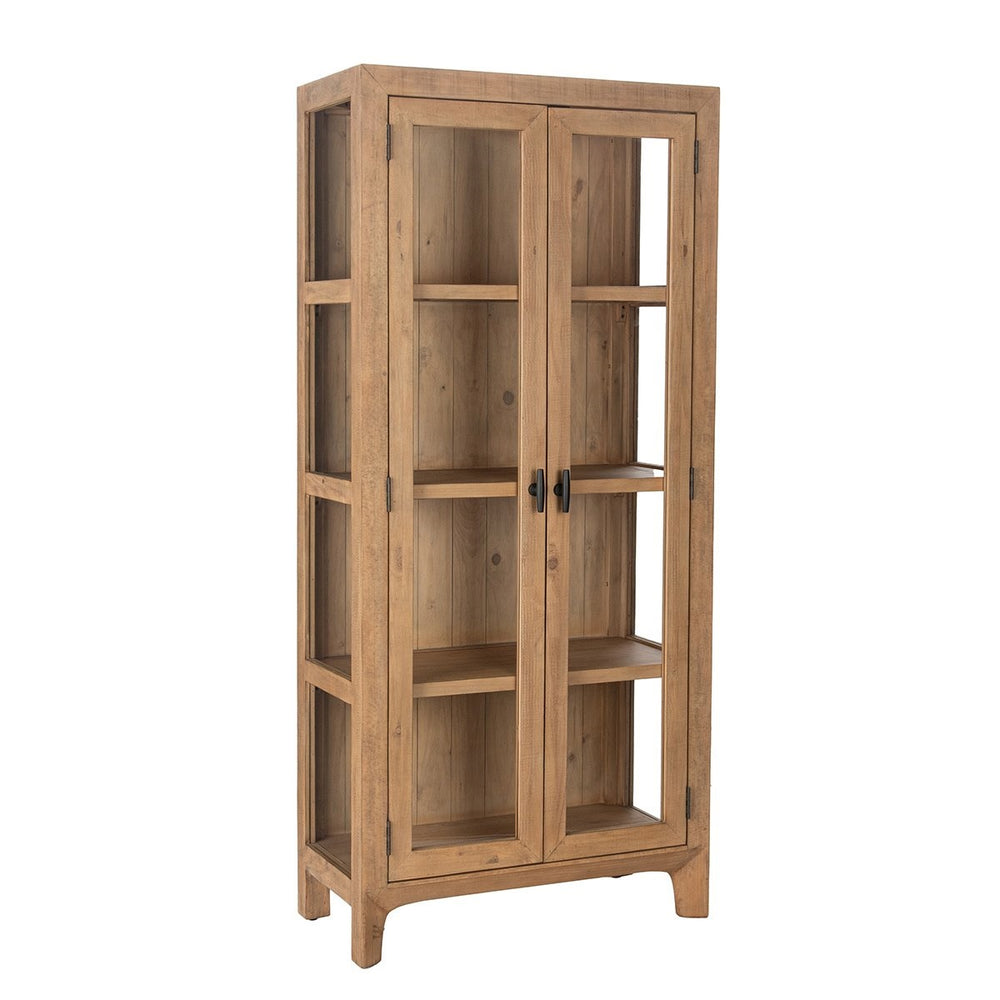 Crest Solid Wood Tall Cabinet with Glass Doors