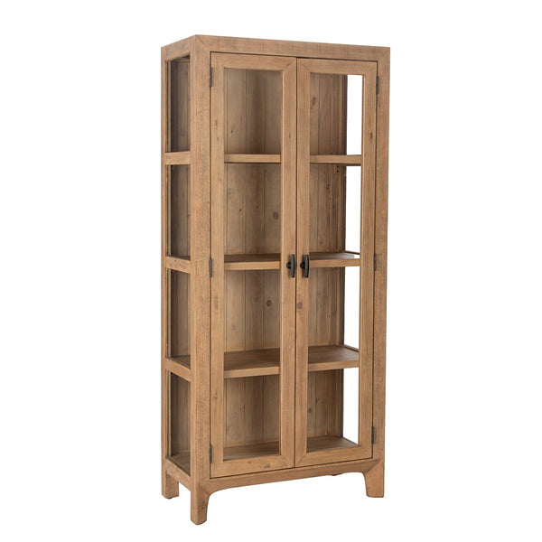 Crest Solid Wood Tall Cabinet with Glass Doors