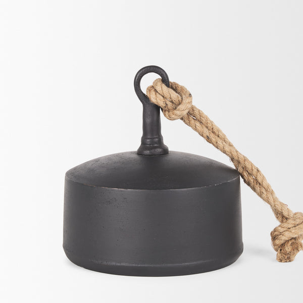 Quincy Large Matte Black Metal Decorative Bell Object
