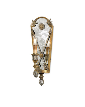 Napoli Wall Sconce In Gold Leaf & Majestic Silver Leaf & Antique Mirror