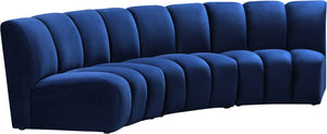 Lynda 3pc. Modular Sectional In Navy Velvet