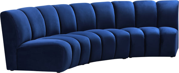 Lynda 3pc. Modular Sectional In Navy Velvet