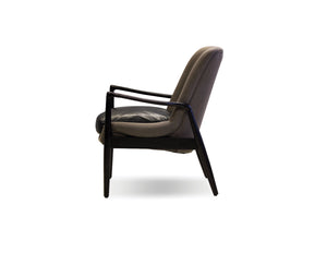 REYNOLDS Occasional Chair in black matte frame/ash grey fabric/black leather