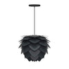 Aluvia Mini Hardwired Pendant in Anthracite with Black Cord