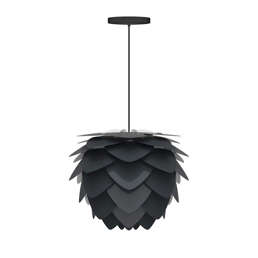 Aluvia Mini Hardwired Pendant in Anthracite with Black Cord