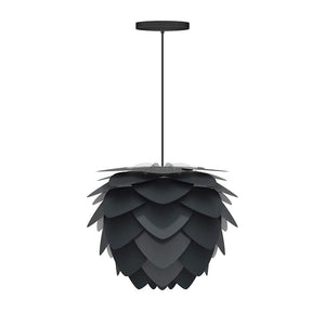 Aluvia Mini Hardwired Pendant in Anthracite with Black Cord