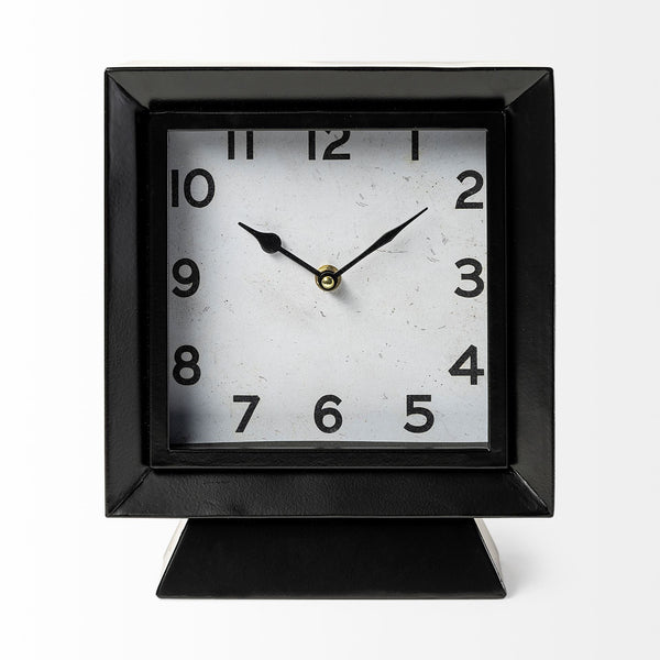 Ralph I Black Metal Square Table Clock