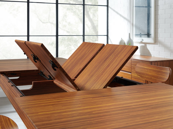 Erikka 110" Double-Leaves Extensible Dining Table, Amber