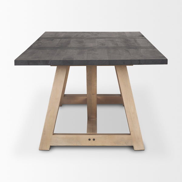 Rialto Rectangular Two-Tone Black and Brown Solid Wood Dining Table