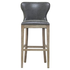 Dorsey Bar Stool Drift Wood Legs In Nubuck Charcoal