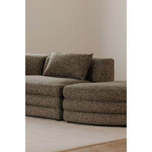Lowtide Curved Ottoman in Stone Tweed Fabric