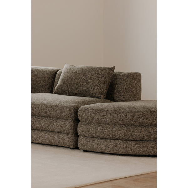 Lowtide Curved Ottoman in Stone Tweed Fabric