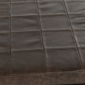 Malo Leather Bench with Hammered Iron Legs - Cocoa Brown