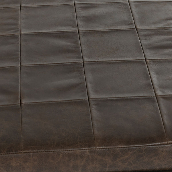 Malo Leather Bench with Hammered Iron Legs - Cocoa Brown