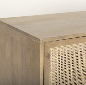 Grier 72.0L x 18.75W x 31.5H Light Brown Solid Wood W/Cane Sideboard