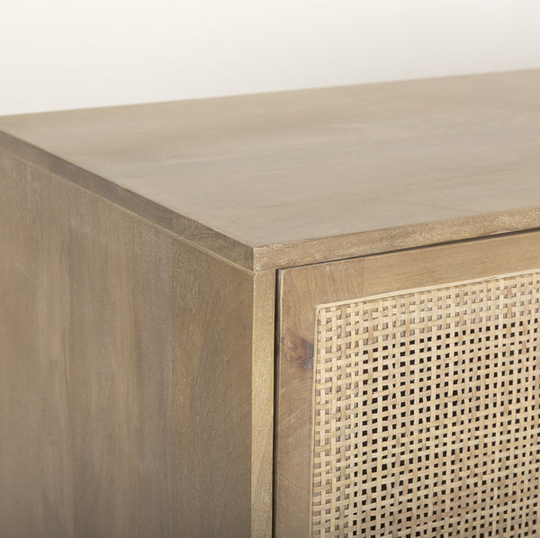 Grier 72.0L x 18.75W x 31.5H Light Brown Solid Wood W/Cane Sideboard