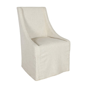 Classic Home Warwick Upholstered Dining Chair with Casters - Oatmeal