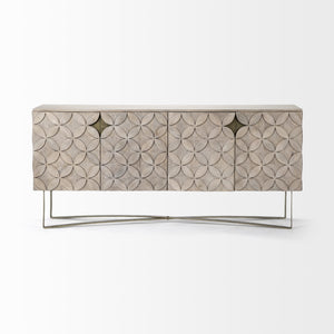 Excelsior I (72x18.3) Solid Wood Gold Metal Base 4 Cabinet Door SideBoard