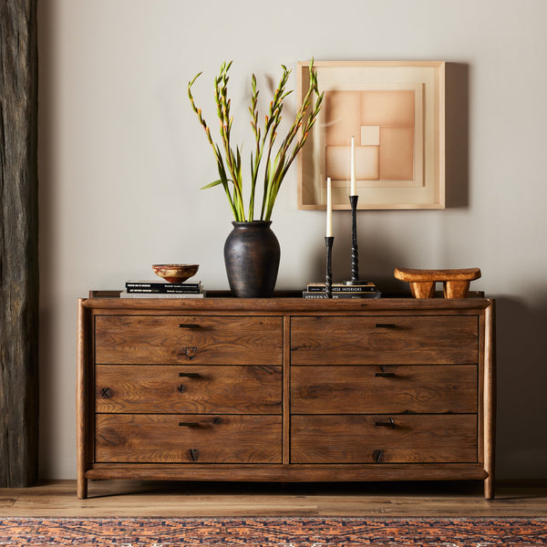 Glenview 6 Drawer Dresser In Weathered Oak