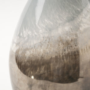 Erie II Tall Two Toned Sky Blue Dark Brown Blown Glass Vase