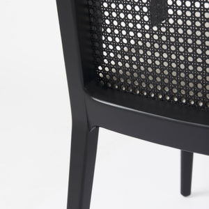 Clara Black Wood W/ Cream Fabric Seat and Cane Back Dining Chair
