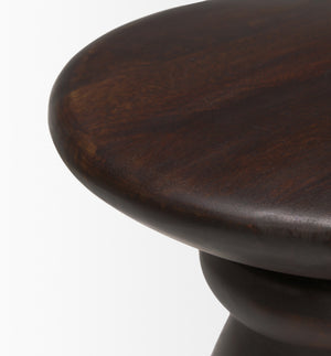 Palmera Dark Brown Wood Pedestal Accent Table