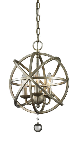 Acadia 3 Light Pendant in Antique Silver Finish