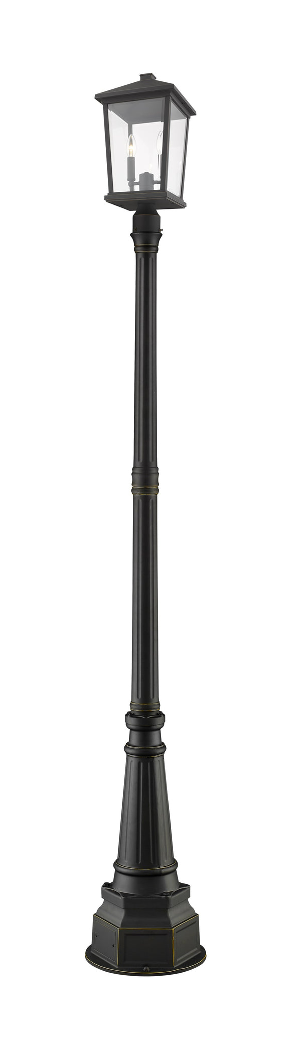 Beacon 3 Light Outdoor Post Mounted Fixture in Oil Rubbed Bronze Finish