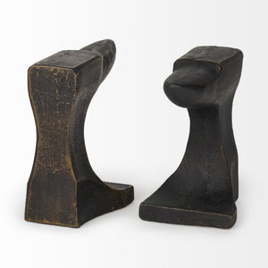 Anvilia (Set of 2) 12L x 4W Black With Gold Accents Anvil Shaped Bookends