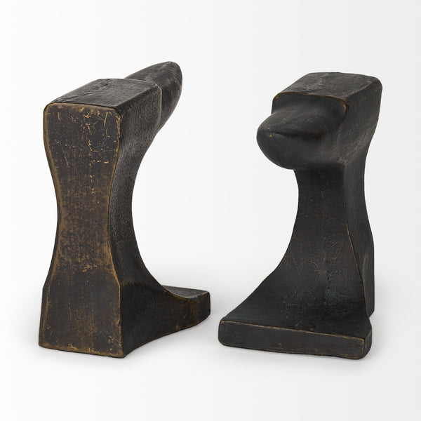 Anvilia (Set of 2) 12L x 4W Black With Gold Accents Anvil Shaped Bookends