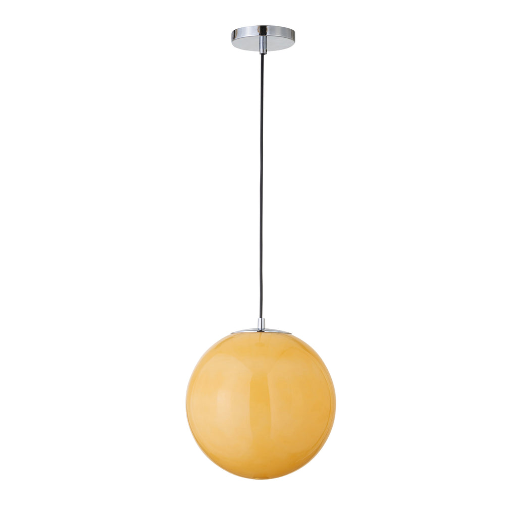 Ida Pendant Light with Amber Shade and Silver Detail