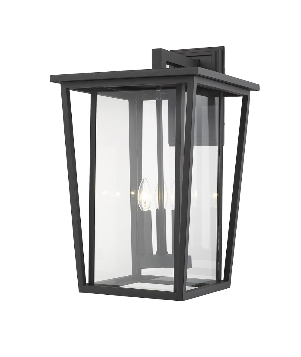 Seoul 3 Light Outdoor Wall Sconce in Black Finish