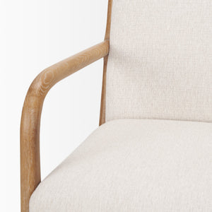 Cashel Accent Chair W/ Medium Brown Wood and Beige Fabric