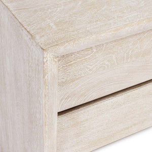 Reece Solid Wood Nightstand with Shelf - Seashell White