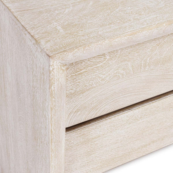 Reece Solid Wood Nightstand with Shelf - Seashell White