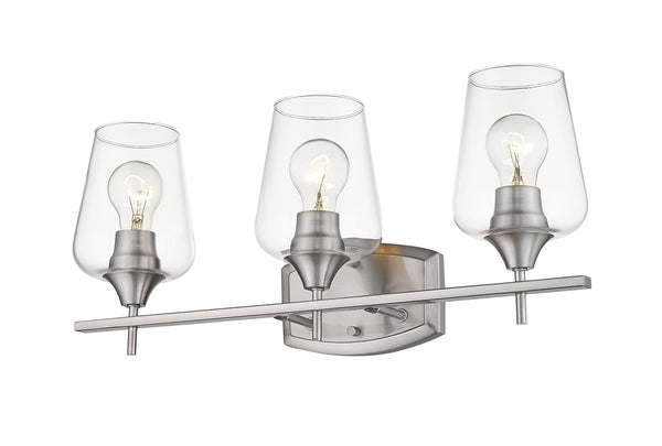 Joliet 3 Light Vanity in Brushed Nickel Finish