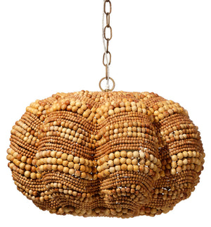 Clamshell Wood Beaded 4-Light Small Chandelier