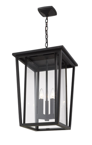 Seoul 3 Light Outdoor Chain Mount Ceiling Fixture in Oil Rubbed Bronze Finish