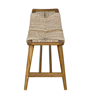 Stockholm Teak Bench with Rush Seagrass Weave
