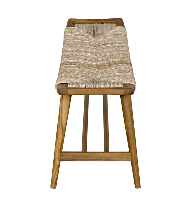 Stockholm Teak Bench with Rush Seagrass Weave