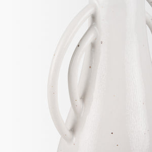 Urvi Tall Off White Speckled Asymmetrical Ceramic Vase