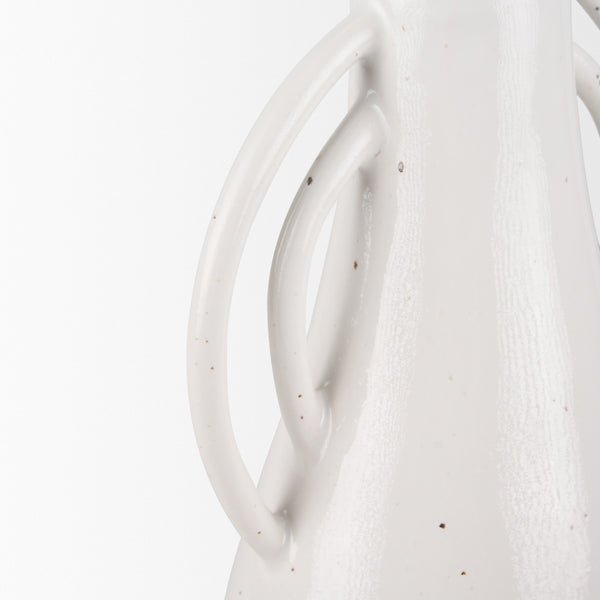 Urvi Tall Off White Speckled Asymmetrical Ceramic Vase