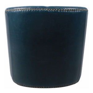 Ernest Bonded Leather Swivel Arm Chair In Vintage Blue