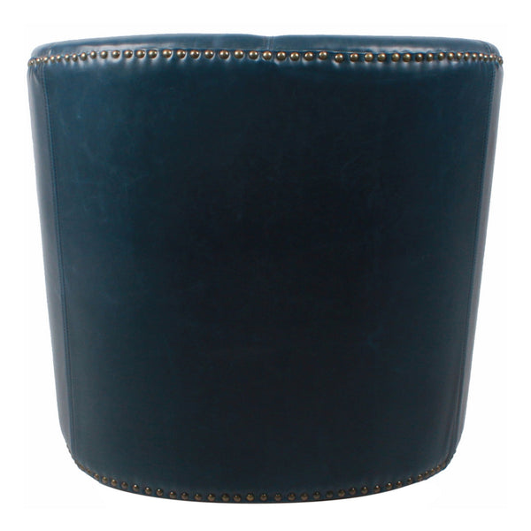 Ernest Bonded Leather Swivel Arm Chair In Vintage Blue