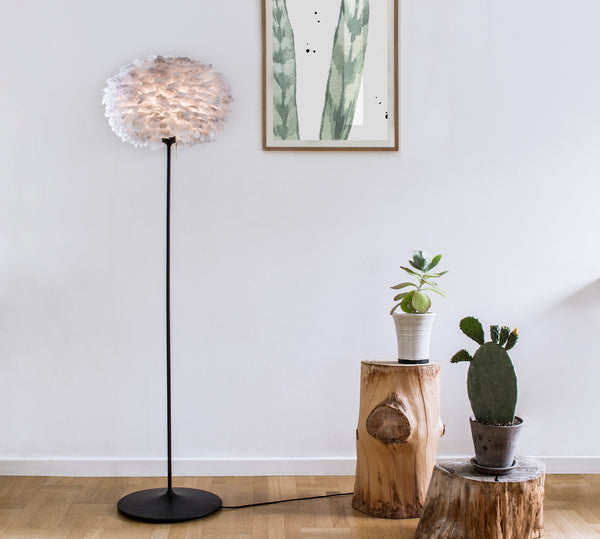 Eos Medium Floor Lamp in Grey with White Base