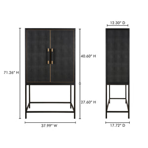 Mako Bar Cabinet with Brass Accents