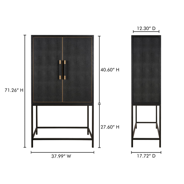 Mako Bar Cabinet with Brass Accents