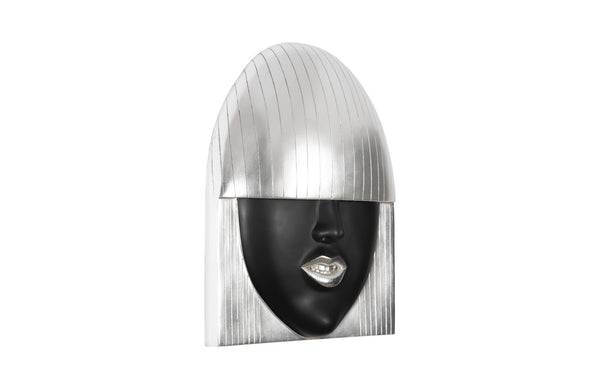 Fashion Faces Wall Art, Large, Smallile, Black And Silver Leaf