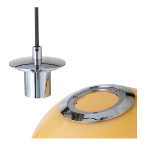 Ida Pendant Light with Amber Shade and Silver Detail